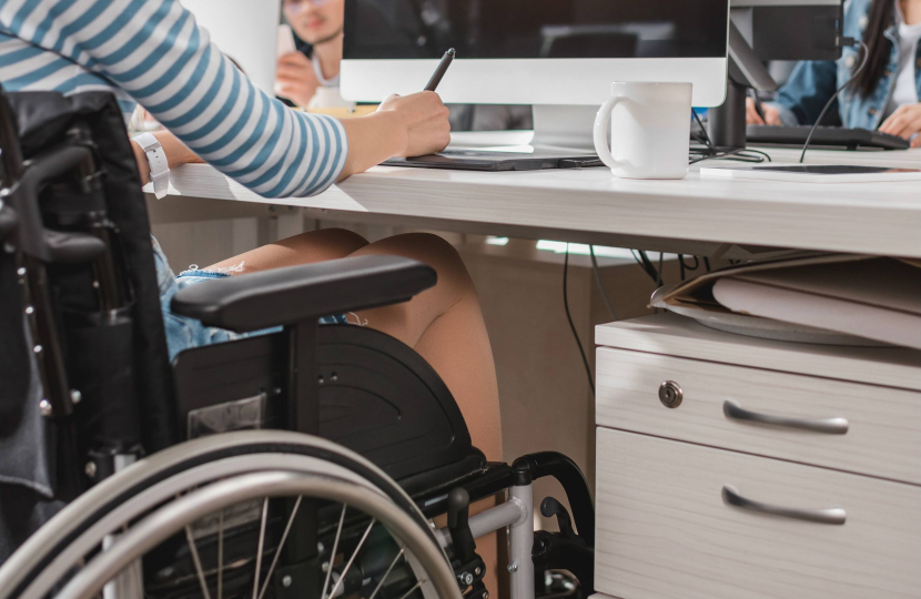 desk worker in a wheelchair