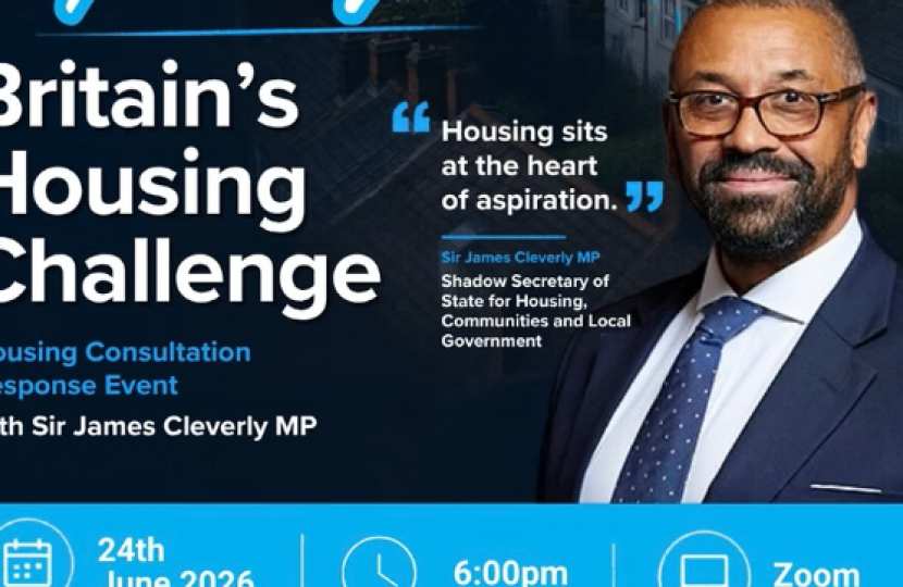 CPF reporting back on Britains Housing Challenge an online discussion with Sir James Cleverly MP - 24 Jun 2026, 18:00 – 19:00 Zoom