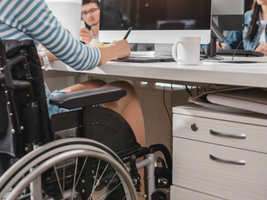 desk worker in a wheelchair
