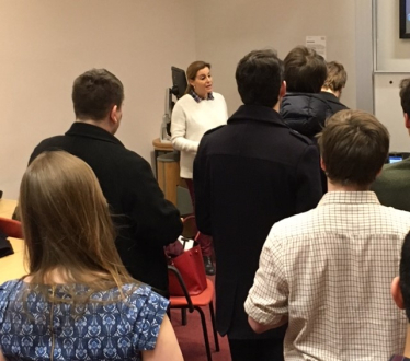Hannah David speaking to the KCL Conservative Society